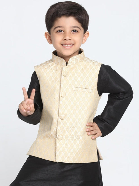 Vastramay Silk Blend Grey Baap Beta Sherwani Set
